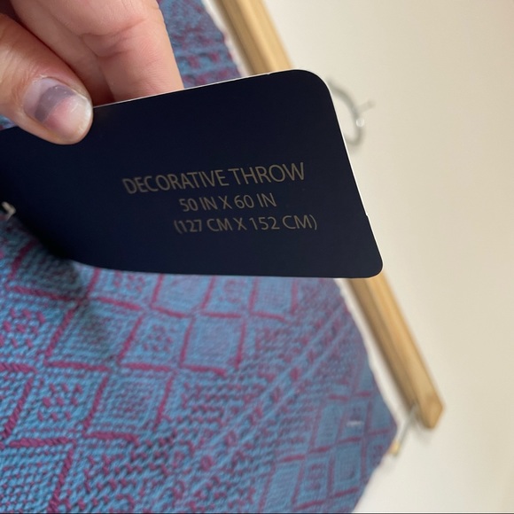 Rachel Roy Textured Woven Fringe Blue and Purple Boho Throw Blanket NWT! - Picture 8 of 8